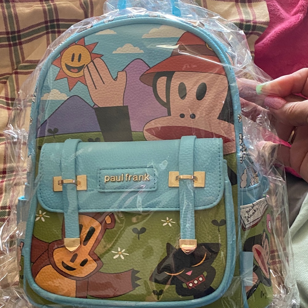 WondaPop Paul Frank Woman’s  Backpack - Light Blue and Olive Green